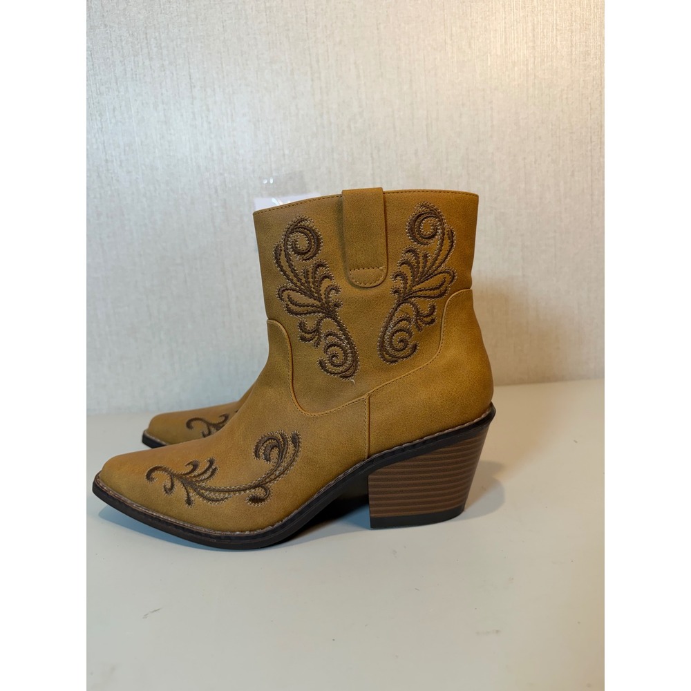 Canyon Trails Womens Tan Embroidered Western Ankle Boots CT-W301-TN Size 11M